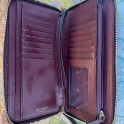 Kate Spade Large Zip Around Wristlet Wallet Maroon