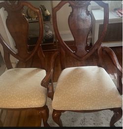 Set of 4 Wood Dining Chairs with Upholstered Seats