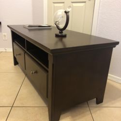 Beautiful Dark Wood TV Media Center Stand - 2 Drawers