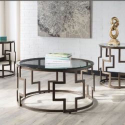 Ashley Frostline Dark Bronze 3pc Table Set