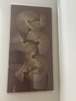 3D wall decor with metallic gold thread orb design.  47” x 24” Set of two $80