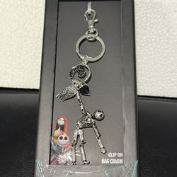 Disney Nightmare Before Christmas Jack Skellington Bling Bag Charm Key Chain NEW