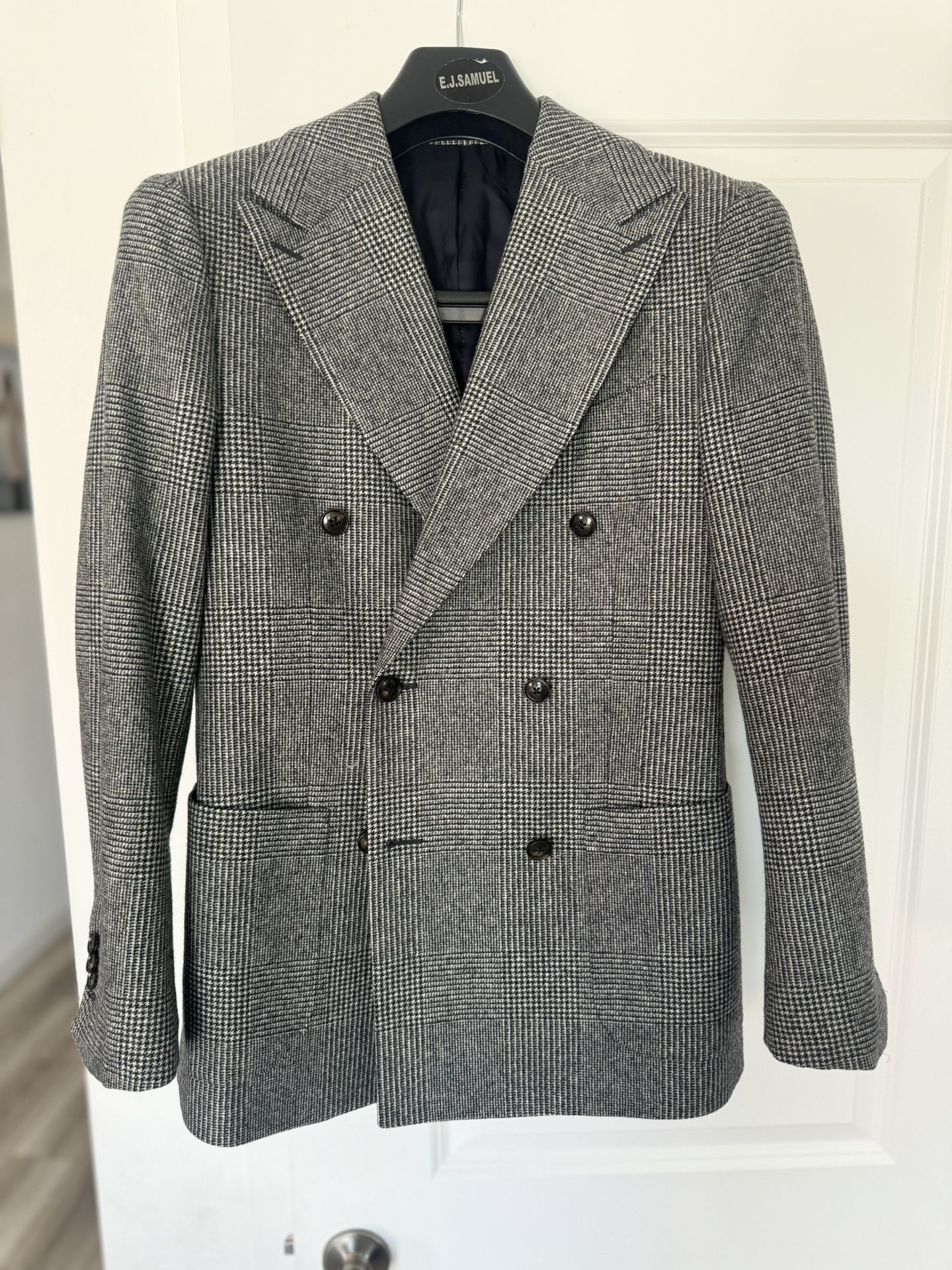 Suitsupply Prince Of Wales Glenplaid Black And White Double Breasted Suit Jacket