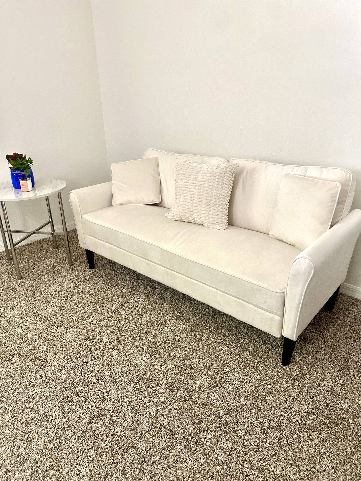 White Velvet Couch 