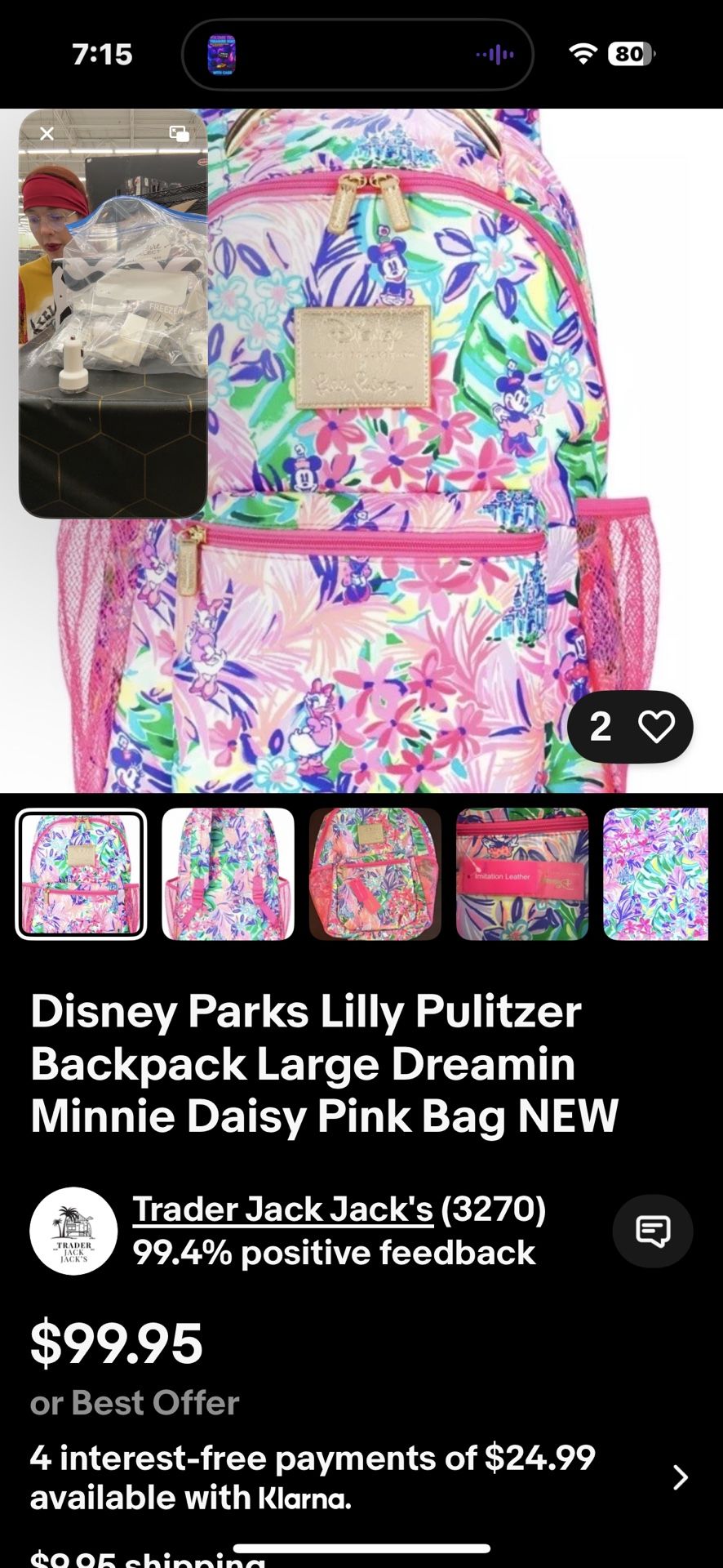 Lily Pulitzer Disney Collab Backpack. Pu Bridgewater. New W Tags