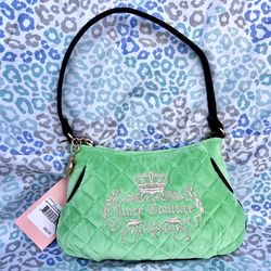New Green Juicy Couture Purse Clutch Bag Fairy Tale Velvet Vintage Style Handbag