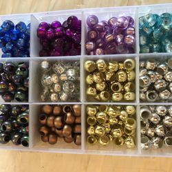 Craft Beads/Large Holes/9 Colors/In Organizer/5 X 7.5”