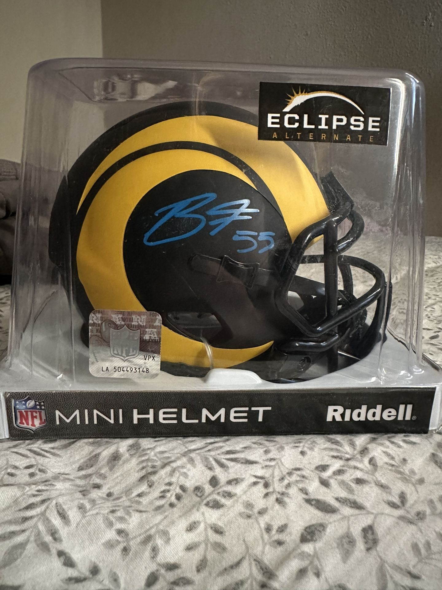 Braden Fiske Signed Los Angeles Rams Mini Helmet (JSA) Authenticated