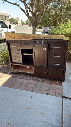 Dark Wood Dresser with Barn Door
