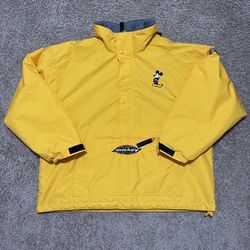 Vintage Mickey Mouse Jacket XXL Yellow 90's Disney Store Classic Anorak Raincoat