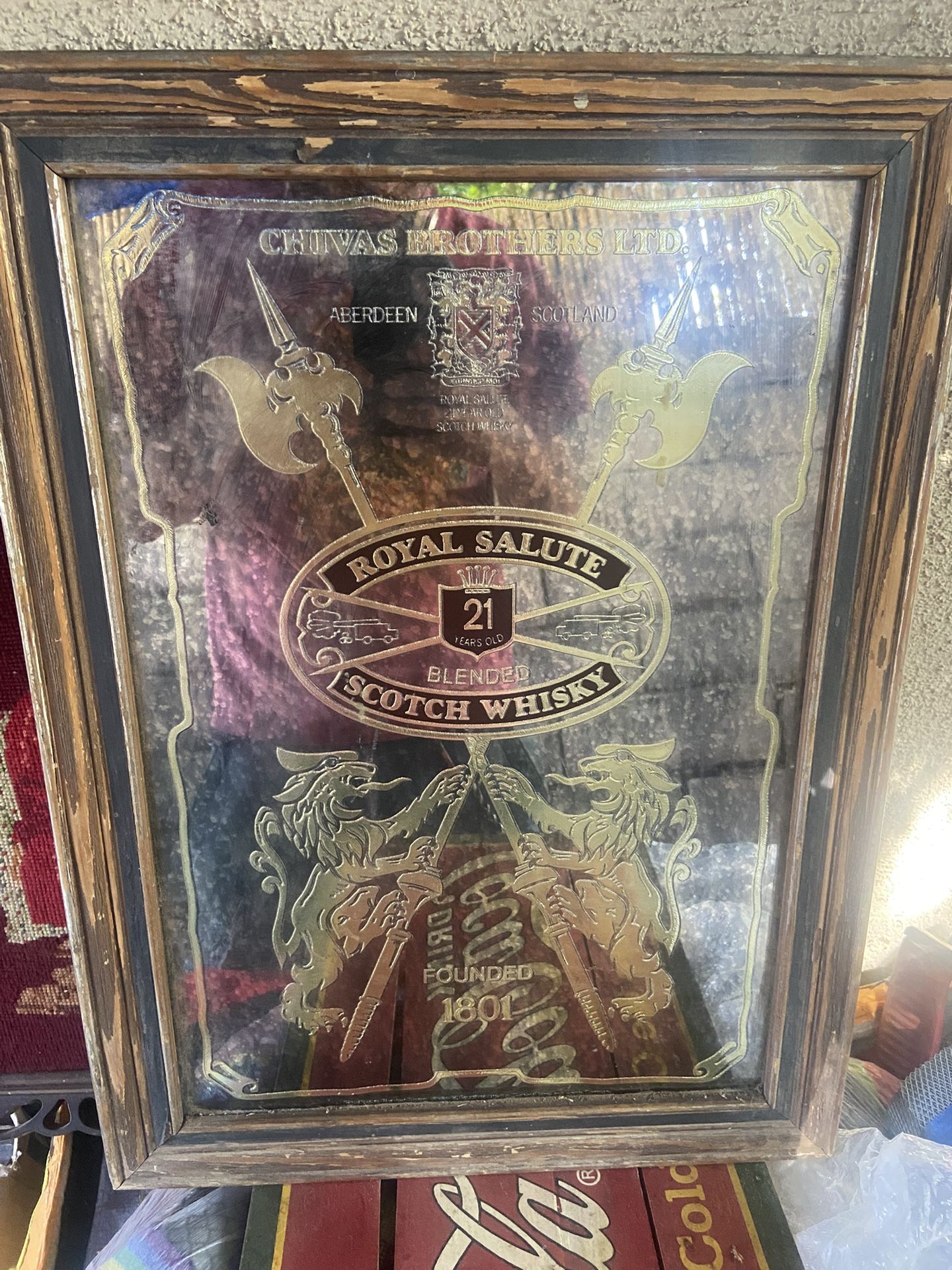 Chivas Antique Mirror Whiskey Scotch Man cave