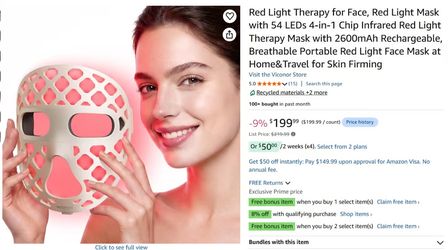 Brand New Cordless Infrared Light Red Light Therapy Face Beauty Mask – Brand New