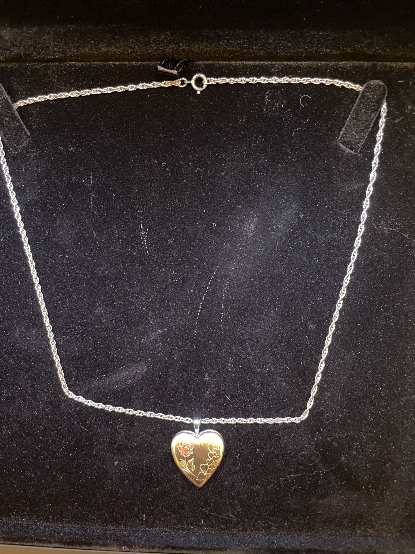 Heart Locket in Sterling Silver with Rope chain
