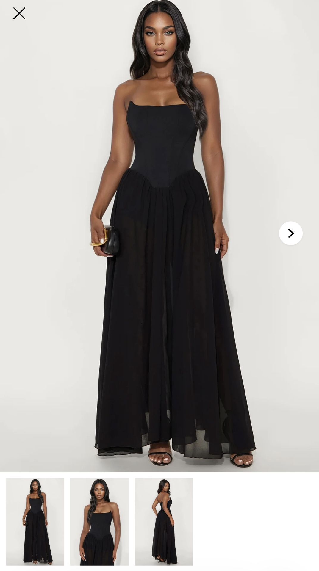 NWT Black Corset Gown Fashion Nova SIZE S 