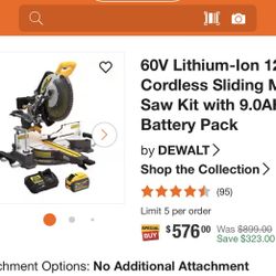 Dewalt 60V Flexvolt Brushless 12" Miter saw