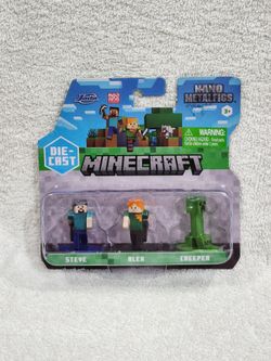 MINECRAFT Nano Metalfigs 2024 Steve Alex Creeper Die Cast #84656 3 Piece Set New