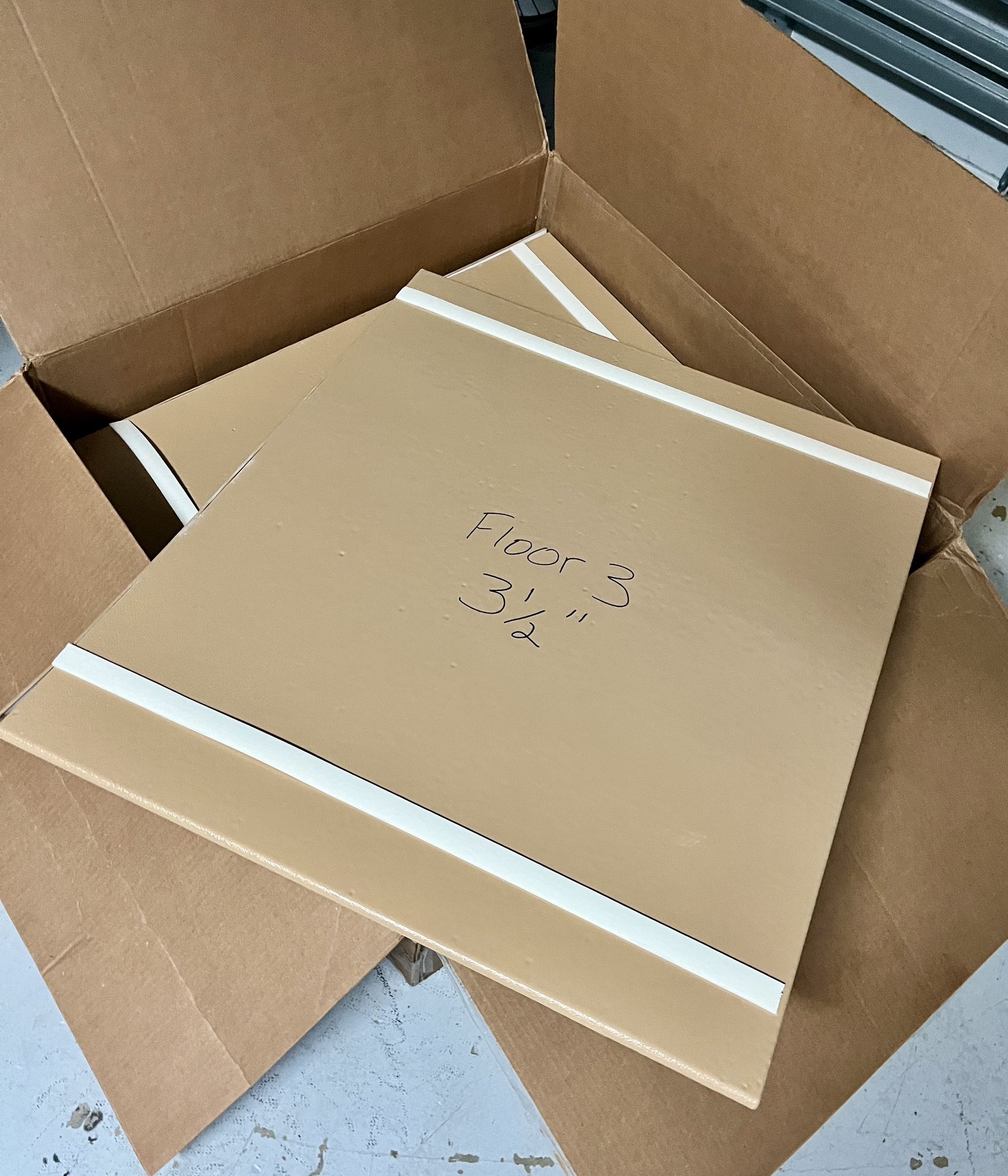 New three elevator door baffles/space guards