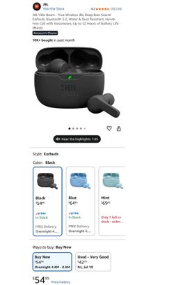 JBL Vibe Beam wireless earbuds