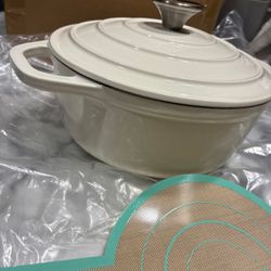 Enamel Cast Iron Dutch Oven with Lid  2 qt— Premium Quality, NEW