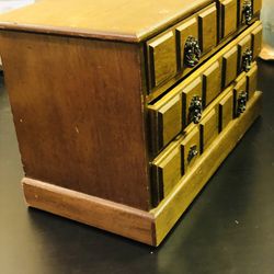 Vintage Wooden Jewelry Box With Working Music 