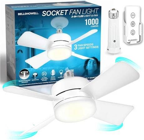 Brand New Bell and Howell Socket Fan Light,