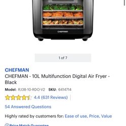 Open Box, CHEFMAN - 10L Multifunction Digital Air Fryer - Black