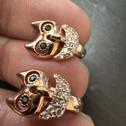 585 14K RG Stamped Gold Wise Owl Stud Earrings