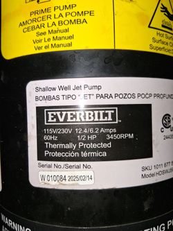 Everbilt pump like new