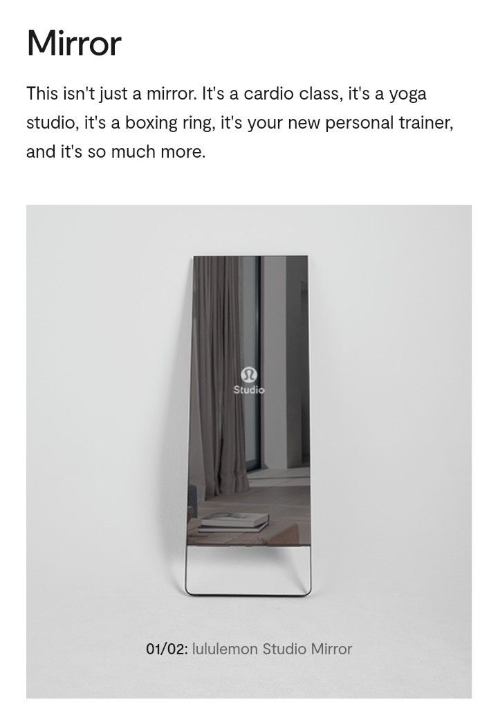 The Mirror Home Gym/Exercise Studio