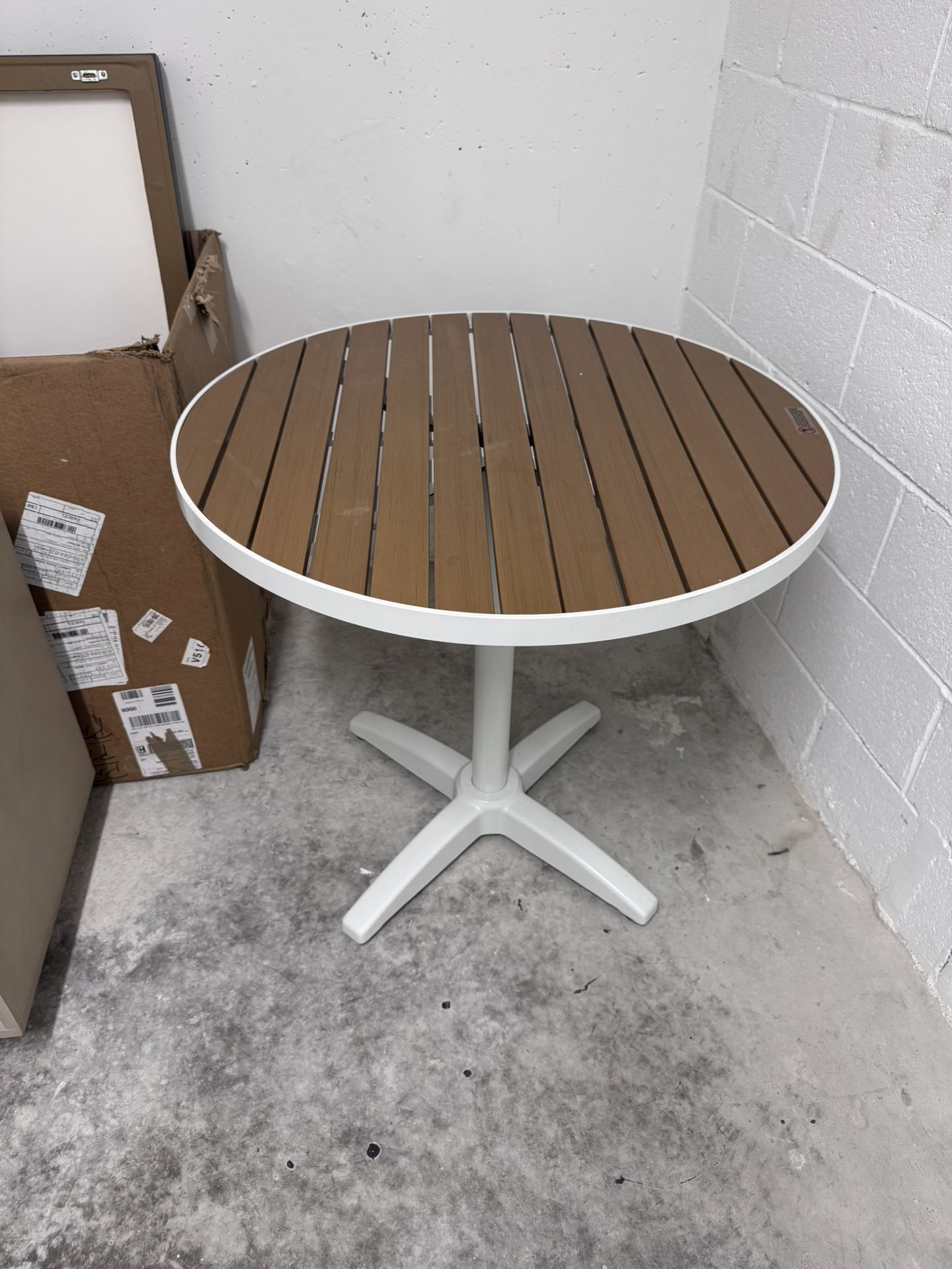 NEW Round Table in White & Teak