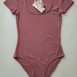 BRAND NEW With Tag, Rusty Rose Women's Short Sleeve Bodysuit Size XS, Self Loves E.