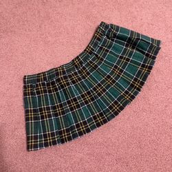New xl green plaid micro mini school girl skirt punk Emo cosplay pleated