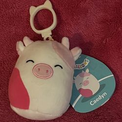 Squishmallows Caedyn Pink & White Cow Clip-On 2024 NEW with Tag!