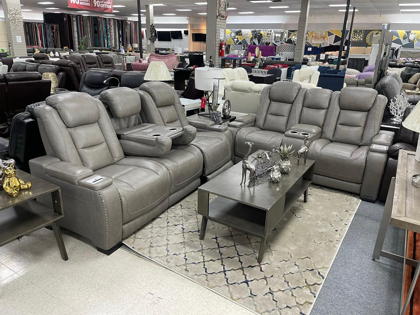 Gray leather power recliner sofa loveseat take it home with $10 down