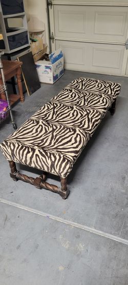 Zebra Print Bench with Solid Wood Barley Twist Base