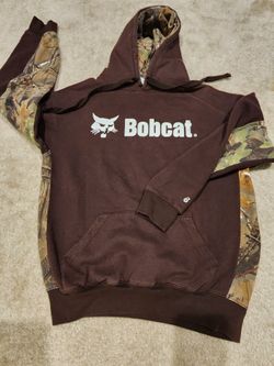 Bobcat Hoodie Brown/Camo Womens/Boys Size Large 60%cotton 40/polyester