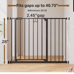 Baby Gate for Stairs Doorways Black Walk Through Safety Gate 29.5-40.75 Inch