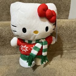 NEW, HELLO KITTY HOLIDAY CHRISTMAS 10” PLUSH Decor SANRIO, Tags walking musical