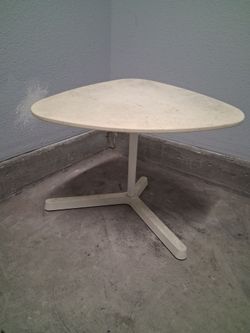 White Mid-Century Style Side Table - Curved Triangle Top