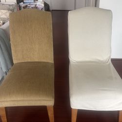 Restoration Hardware dining chairs chenille fabric upholstery with optional canvas slip covers