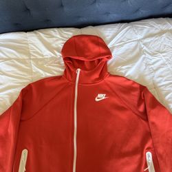 Nike Red Full-Zip Hoodie with White Accents