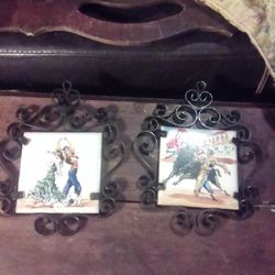 Hand Painted Framed Spanish Tiles 