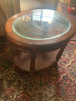 Wood and glass side table, coffee table