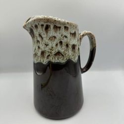 Vintage Brown Drip Glaze Stoneware Pitcher