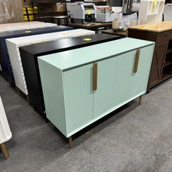 Sideboard Buffet Storage with 2 Doors and Gold Metal Legs for Living Room, Entryway, Kitchen, Dining Room, teal