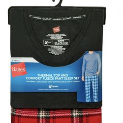 NEW!! Save some 🤑 Hanes X-Temp Thermal Top & Fleece Pant Sleep Set M (Read Description)