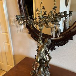 Antique  Bronze Cherub Candelabra 