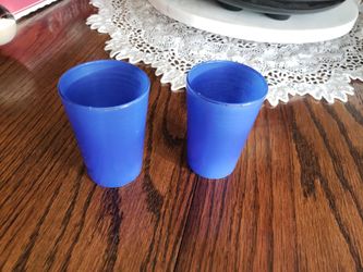 Blue Glass Juice Glasses. Depression Era.