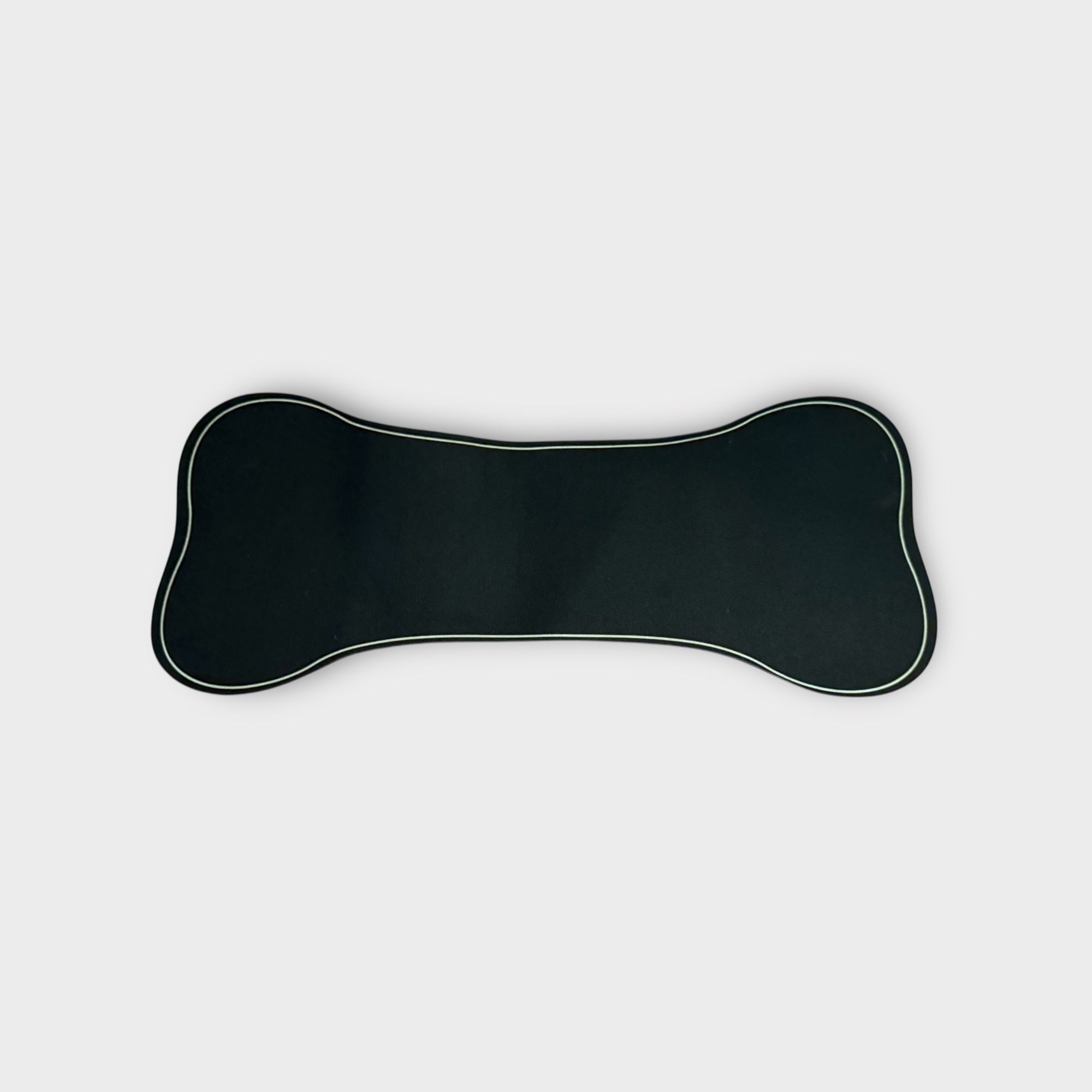 Black Bone-Shaped Pet Feeding Mat – Non-Slip Backing | 15.5” x 6”
