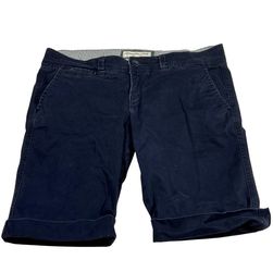 Abercrombie & Fitch Chino Shorts Women 4 Navy Blue Rolled Cuff Casual Cotton
